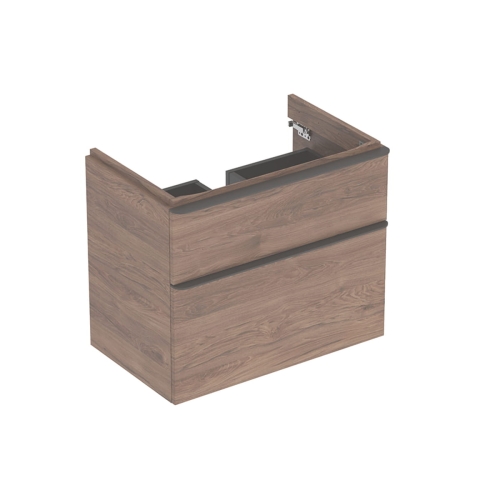 GEBERIT Szafka SMYLE SQUARE pod umywalkę, B73.4cm, H61.7cm, T47cm, z dwoma szufladami, Orzech włoski hickory