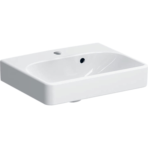 GEBERIT Umywalka SMYLE SQUARE kompaktowa, B45cm, H16cm, T36cm, z przelewem, z otworem na baterię, KeraTect