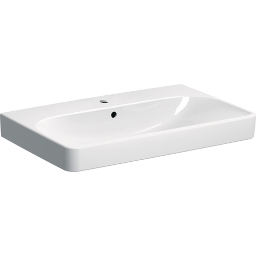 GEBERIT Umywalka SMYLE SQUARE, B75cm, H16.5cm, T48cm, z przelewem, z otworem na baterię