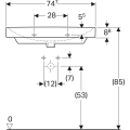 GEBERIT Umywalka SMYLE SQUARE, B75cm, H16.5cm, T48cm, z przelewem, z otworem na baterię, KeraTect
