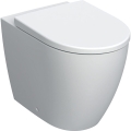 GEBERIT Miska stojąca WC ICON lejowa, przylegająca do ściany, ukryte mocowania, Rimfree, Biały-alpin / Matowy, zestaw z deską