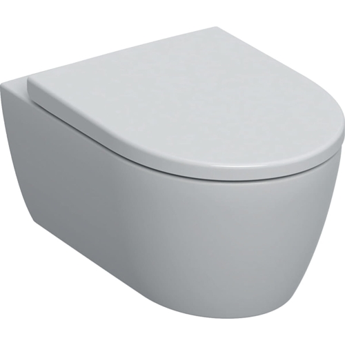 GEBERIT Miska wisząca WC ICON lejowa, ukryte mocowania, Rimfree, 53 cm, Biały-alpin / Matowy, zestaw z deską