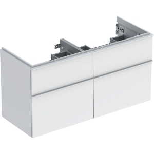 GEBERIT Szafka ICON pod umywalkę podwójną, z czterema szufladami 118,4 cm x 61,5 cm x 47,6 cm, biały / lakierowany matowy, biały / matowy