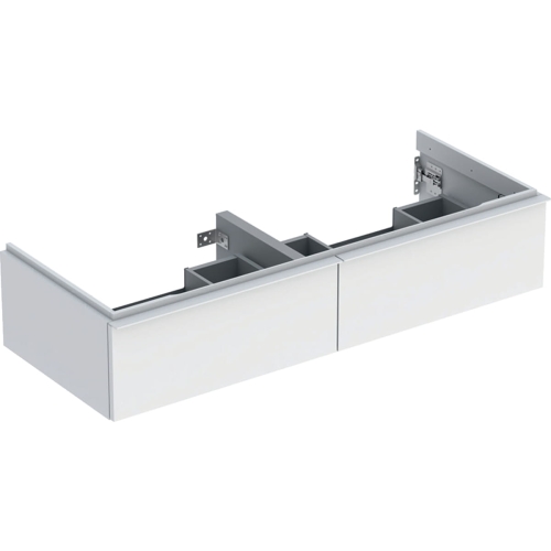 GEBERIT Szafka ICON pod umywalkę podwójną, z dwoma szufladami 118,4 cm x 24,7 cm x 47,6 cm, biały / lakierowany matowy, biały / matowy