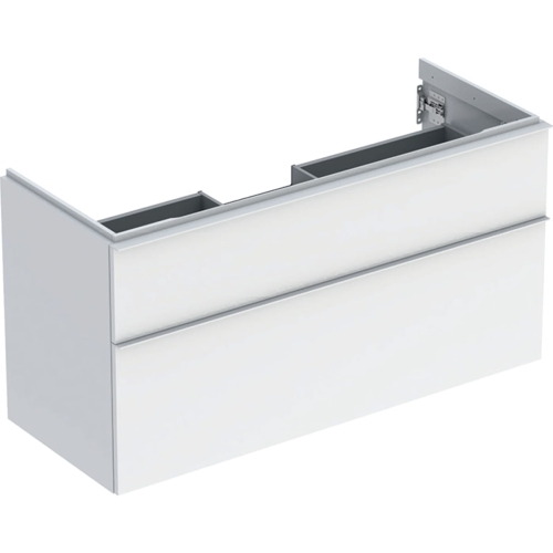 GEBERIT Szafka pod umywalkę ICON, z dwoma szufladami 118,4 cm x 61,5 cm x 47,6 cm, biały / lakierowany na wysoki połysk, biały / matowy