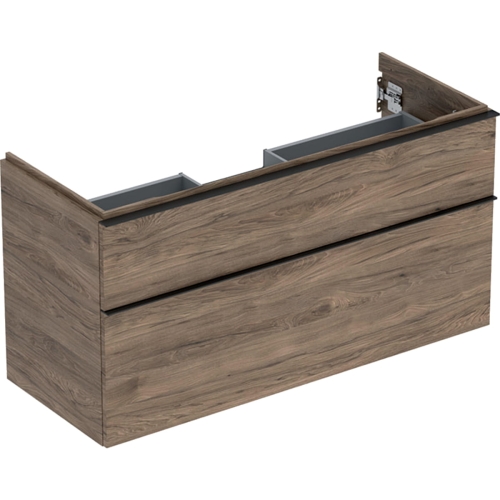 GEBERIT Szafka pod umywalkę ICON, z dwoma szufladami 118,4 cm x 61,5 cm x 47,6 cm, orzech hickory / melaminowa struktura drewna, lava / matowy