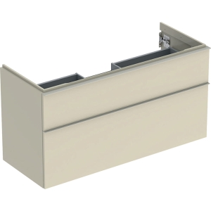 GEBERIT Szafka pod umywalkę ICON, z dwoma szufladami 118,4 cm x 61,5 cm x 47,6 cm, szary piaskowy / lakierowany, wysoki połysk, szary piaskowy / matowy