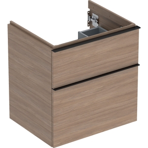 GEBERIT Szafka pod umywalkę ICON, z dwoma szufladami 59,2 cm x 61,5 cm x 47,6 cm, dąb / melaminowa struktura drewna, lava / matowy