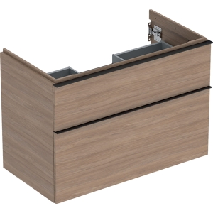 GEBERIT Szafka pod umywalkę ICON, z dwoma szufladami 88,8 cm x 61,5 cm x 47,6 cm, dąb / melaminowa struktura drewna, lava / matowy