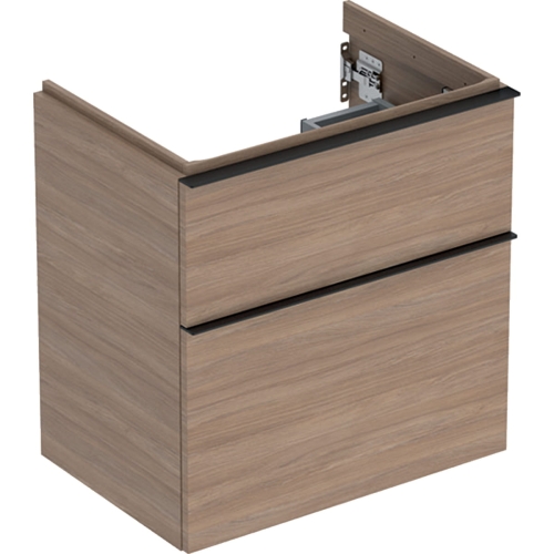 GEBERIT Szafka pod umywalkę ICON, z dwoma szufladami, krótka 59,2 cm x 61,5 cm x 41,6 cm dąb / melaminowa struktura drewna, lava / matowy
