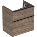GEBERIT Szafka pod umywalkę ICON, z dwoma szufladami, krótka 59,2 cm x 61,5 cm x 41,6 cm orzech hickory / melaminowa struktura drewna, lava / matowy