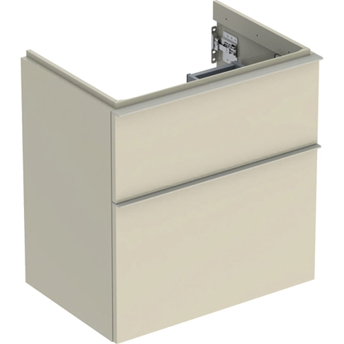 GEBERIT Szafka pod umywalkę ICON, z dwoma szufladami, krótka 59,2 cm x 61,5 cm x 41,6 cm szary piaskowy / lakierowany, wysoki połysk, szary piaskowy / matowy