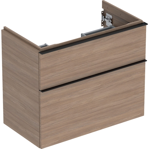 GEBERIT Szafka pod umywalkę ICON, z dwoma szufladami, krótka 74 cm x 61,5 cm x 41,6 cm, dąb / melaminowa struktura drewna, lava / matowy