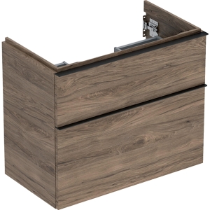 GEBERIT Szafka pod umywalkę ICON, z dwoma szufladami, krótka 74 cm x 61,5 cm x 41,6 cm, orzech hickory / melaminowa struktura drewna, lava / matowy