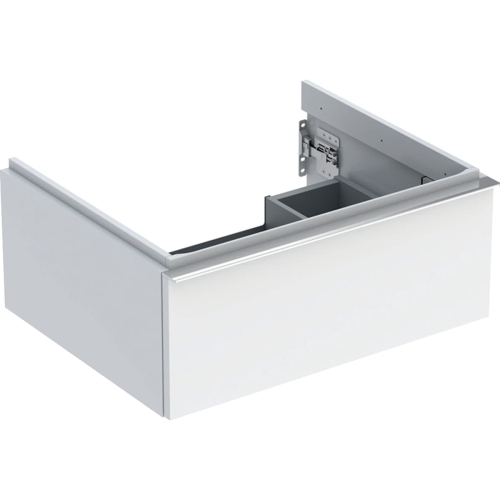 GEBERIT Szafka pod umywalkę ICON, z jedną szufladą 59,2 cm x 24,7 cm x 47,6 cm, biały / lakierowany na wysoki połysk, chromowany z połyskiem