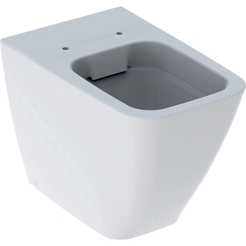 GEBERIT Miska stojąca WC ICON SQUARE z ceramiczną muszą toaletową, przylegająca do ściany, kryte mocowania, Rimfree