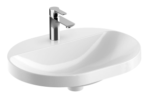 GEBERIT Umywalka VARIFORM wpuszczana w blat, eliptyczna, B60cm, H17.8cm, T45cm, bez przelewu, z otworem na baterię