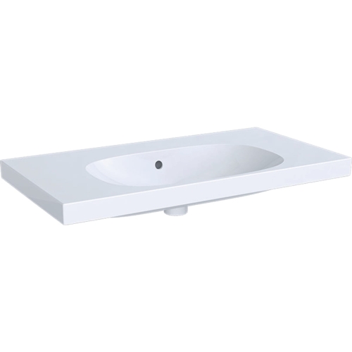 GEBERIT Umywalka ACANTO, B60cm, H16.8cm, T48.2cm, z przelewem, bez otworu na baterię, KeraTect