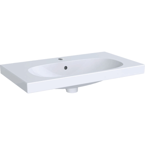 GEBERIT Umywalka ACANTO, B75cm, H20cm, T48.2cm, z przelewem, z otworem na baterię, krótka, KeraTect