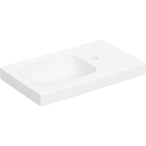 GEBERIT Umywalka ICON LIGHT  kompaktowa, B53cm, H13cm, T31cm, bez przelewu, z otworem na baterię po prawej stronie, z powierzchnią odkładczą po prawej stronie, biały-alpin, matowa