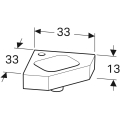 GEBERIT Umywalka ICON kompaktowa narożna, B46cm, H13cm, T33cm, bez przelewu, z otworem na baterię, KeraTect