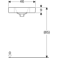 GEBERIT Umywalka ICON kompaktowa narożna, B46cm, H13cm, T33cm, bez przelewu, z otworem na baterię, KeraTect