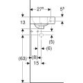 GEBERIT Umywalka ICON kompaktowa narożna, B46cm, H13cm, T33cm, bez przelewu, z otworem na baterię, KeraTect