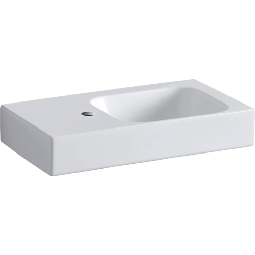 GEBERIT Umywalka ICON kompaktowa, B53cm, 13.5cm, T31cm, bez przelewu, z otworem na baterię po lewej stronie, z powierzchnią odkładczą po lewej stronie, KeraTect