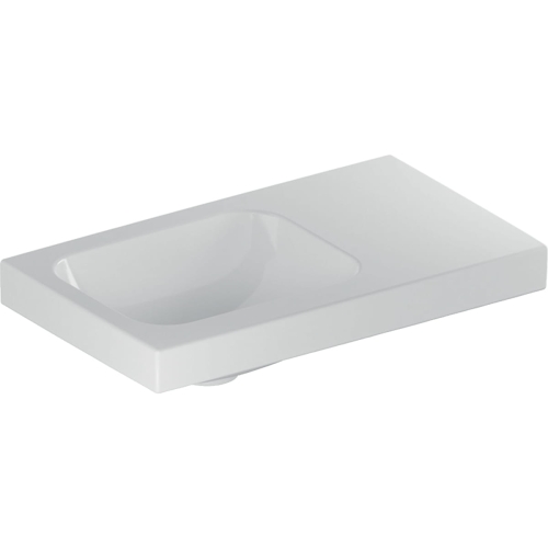 GEBERIT Umywalka ICON LIGHT kompaktowa z powierzchnią odkładczą 53 cm, bez otworu, bez przelewu, z półką z prawej
