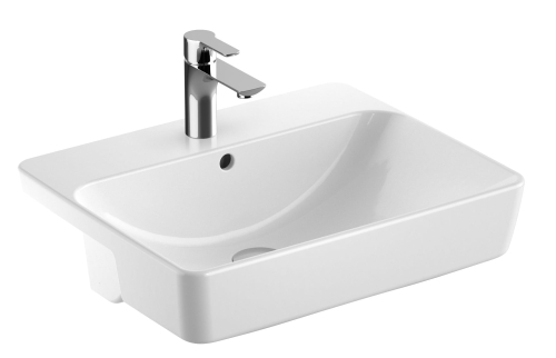 GEBERIT Umywalka VARIFORM częściowo wpuszczana w blat, prostokątna, B55cm, H18.5cm, T45cm, z przelewem, z otworem na baterię, KeraTect