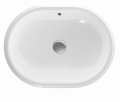 GEBERIT Umywalka VARIFORM podblatowa, eliptyczna, B62.5cm, H18cm, T49cm, z przelewem, bez otworu na baterię, szkliwiony spód
