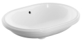 GEBERIT Umywalka VARIFORM podblatowa, eliptyczna, B62.5cm, H18cm, T49cm, z przelewem, bez otworu na baterię, szkliwiony spód, KeraTect