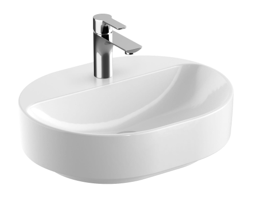 GEBERIT Umywalka VARIFORM stawiana na blat, eliptyczna, B50cm, H15.8cm, T40cm, bez przelewu, z otworem na baterię