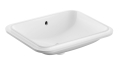 GEBERIT Umywalka VARIFORM podblatowa, prostokątna, B58cm, H17.8cm, T49cm, z przelewem, bez otworu na baterię, szkliwiony spód, KeraTect