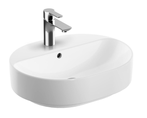 GEBERIT Umywalka VARIFORM stawiana na blat, eliptyczna, B50cm, H15.8cm, T40cm, z przelewem, z otworem na baterię, KeraTect