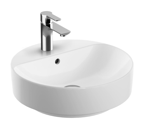 GEBERIT Umywalka VARIFORM stawiana na blat, okrągła, D45cm, H15.8cm, z przelewem, z otworem na baterię, KeraTect
