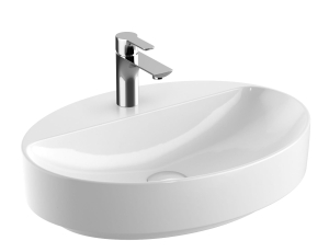 GEBERIT Umywalka VARIFORM stawiana na blat, owalna, B60cm, H15.8cm, T45cm, bez przelewu, z otworem na baterię, KeraTect