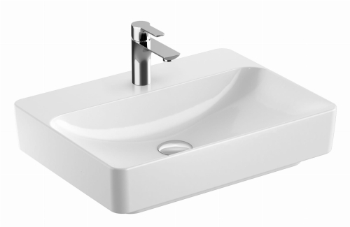 GEBERIT Umywalka VARIFORM stawiana na blat, prostokątna, B60cm, H15.8cm, T45cm, bez przelewu, z otworem na baterię