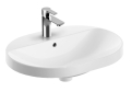 GEBERIT Umywalka VARIFORM wpuszczana w blat, eliptyczna, B60cm, H17.8cm, T45cm, z przelewem, z otworem na baterię, szkliwiony spód, KeraTect