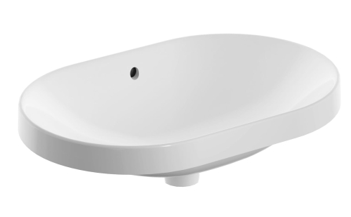GEBERIT Umywalka VARIFORM wpuszczana w blat, eliptyczna, B60cm, H17.8cm, T40cm, z przelewem, bez otworu na baterię, KeraTect