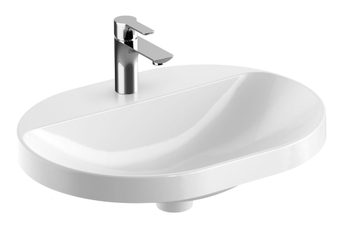 GEBERIT Umywalka VARIFORM wpuszczana w blat, eliptyczna, B60cm, H17.8cm, T45cm, bez przelewu, z otworem na baterię, szkliwiony spód