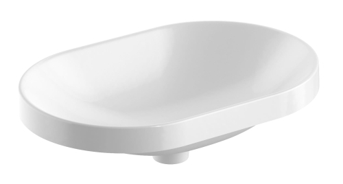 GEBERIT Umywalka VARIFORM wpuszczana w blat, eliptyczna, B60cm, H17.8cm, T40cm, bez przelewu, bez otworu na baterię, szkliwiony spód, KeraTect