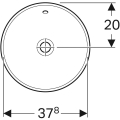 GEBERIT Umywalka VARIFORM wpuszczana w blat, okrągła, D40cm, H17.8cm, z przelewem, bez otworu na baterię, szkliwiony spód