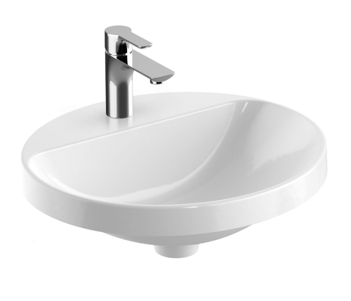 GEBERIT Umywalka VARIFORM wpuszczana w blat, owalna, B50cm, H17.8cm, T45cm, bez przelewu, z otworem na baterię, szkliwiony spód