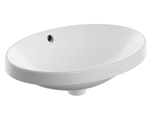 GEBERIT Umywalka VARIFORM wpuszczana w blat, owalna, B55cm, H17.8cm, T40cm, z przelewem, bez otworu na baterię, szkliwiony spód