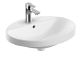 GEBERIT Umywalka VARIFORM wpuszczana w blat, owalna, B55cm, H17.8cm, T45cm, z przelewem, z otworem na baterię, szkliwiony spód
