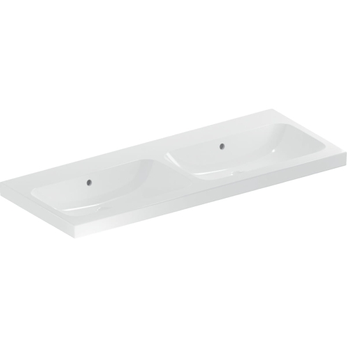 GEBERIT Umywalka ICON LIGHT  podwójna, B120cm, H15.5cm, T48cm, z dwoma przelewami, bez otworu na baterię, KeraTect