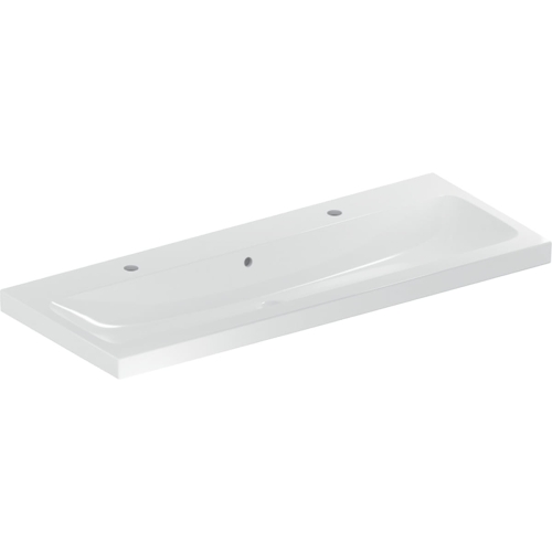 GEBERIT Umywalka ICON LIGHT , B120cm, H16cm, T48cm, z przelewem, z dwoma otworami na baterię, KeraTect