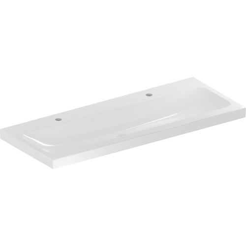 GEBERIT Umywalka ICON LIGHT , B120cm, H16cm, T48cm, bez przelewu, z dwoma otworami na baterię, KeraTect