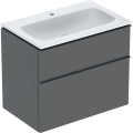 GEBERIT Zestaw ICON szafka pod umywalkę, B75cm, H63cm, T48cm, z dwoma szufladami, lava, uchwyt lava, z umywalką meblową, bez przelewu, z otworem na baterię, z zestawem odpływowo-przelewowym, KeraTect